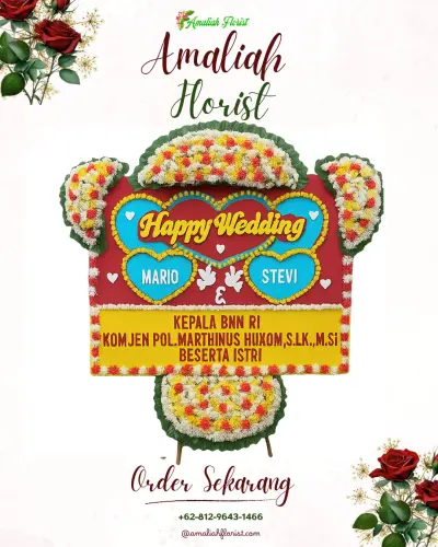 Karangan Papan Bunga Pernikahan di Badran